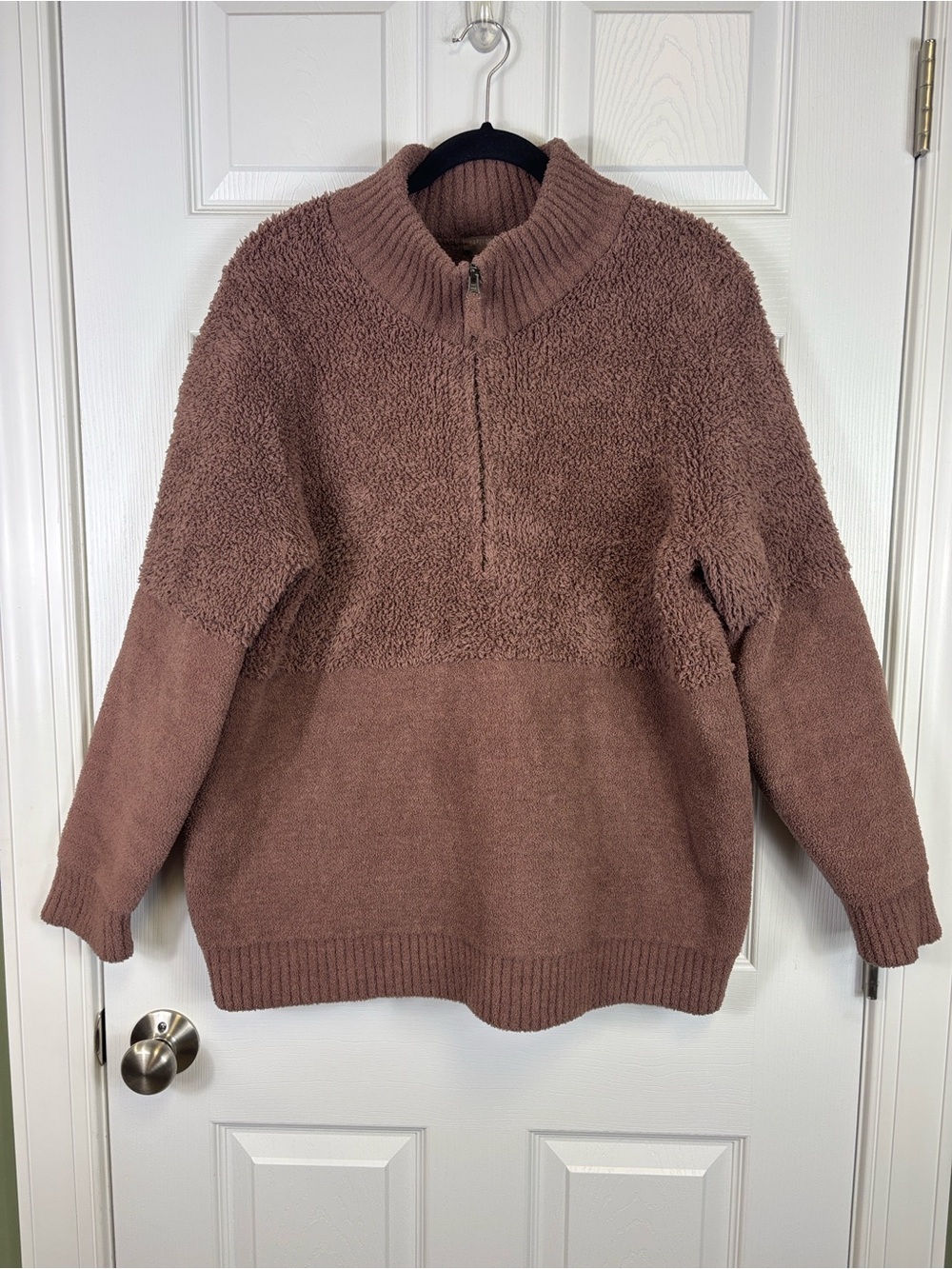 Barefoot dreams cozychic mixed shearling pullover chestnut sz 1X